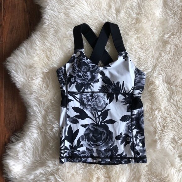 Lululemon Push Ur Limits Tank Black White Floral 6 - Picture 4 of 8